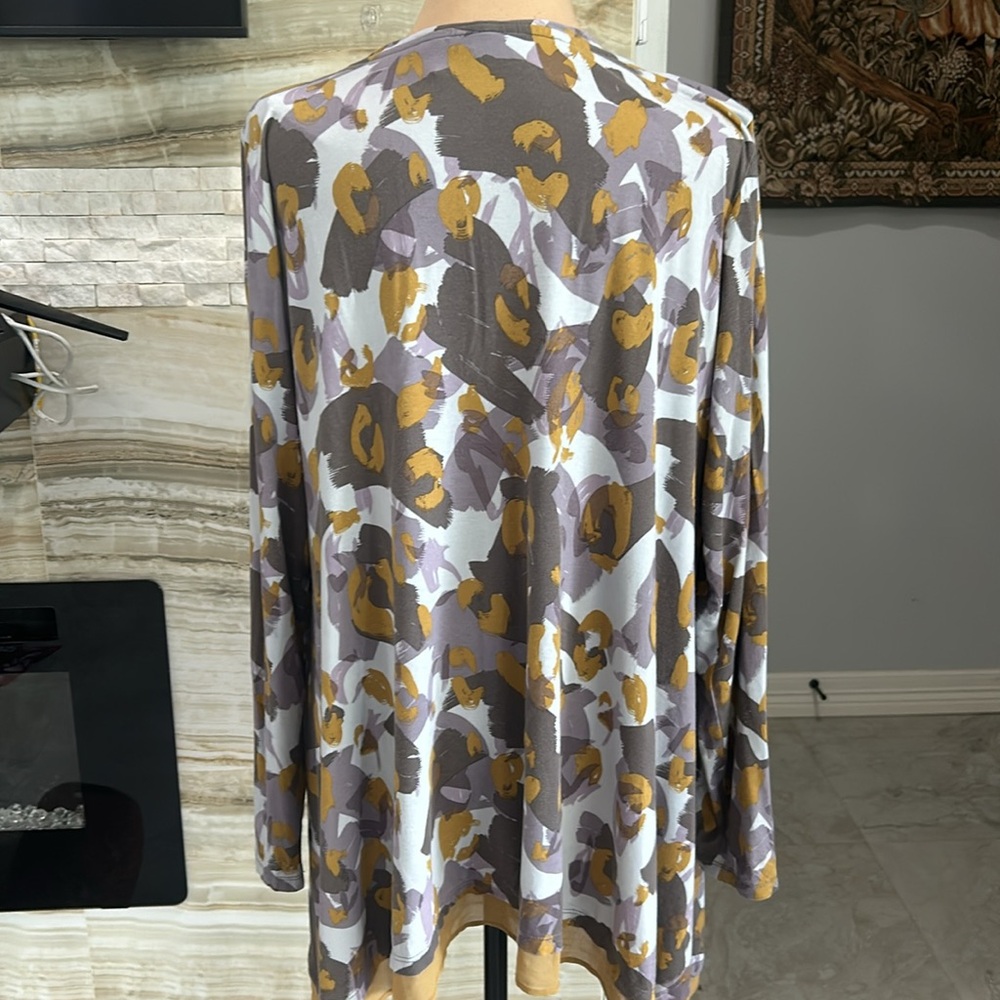 LOGO‎ by Lori Goldstein Button Front Knit Cardigan.Chiffon Mustard Trim L (908) - Picture 7 of 16